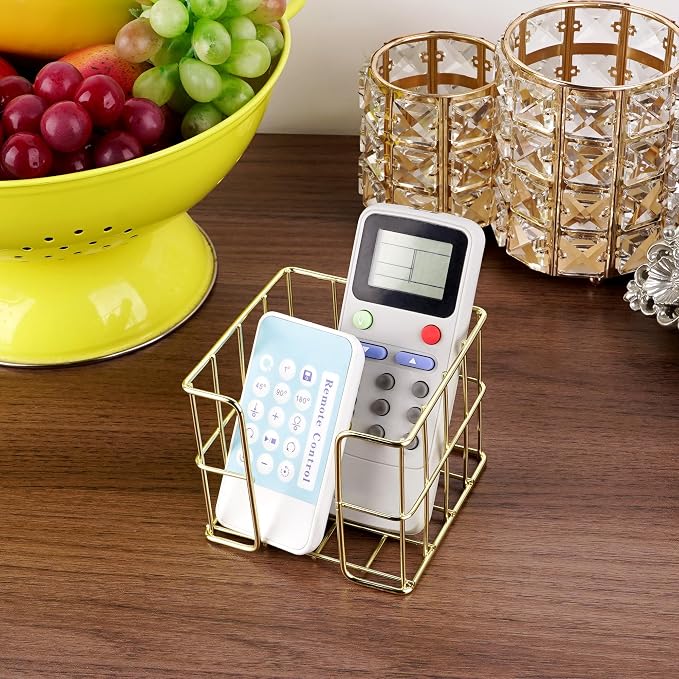 Gold Sticky Note Holder for Desk, 3x3 Metal Wire Memo Pad Dispenser, Cute Square Post Note Cube Organizer, Office Desk Accessories for Women (3.74 Inch)