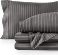 Bare Home King Sheet Set - Luxury 1800 Ultra- Soft Double Brushed Microfiber - Deep Pockets - Easy Fit - 4 Piece Bedding Sheet Set (King, Pinstripe