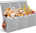 Extra Large Toy Box with Lids, Collapsible Storage Bin, 38"x16"x14",Gray | Sturdy Chest Basket with Dividers for Boys & Girls, Bedroom Nursery Playroom Organization