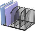 SUPEASY File Organizer for Desk, 5-Section Mesh Desk Organizer, Vertical File Holder Desktop Organizer File Sorter, File Folder Holder for Office Supplies, Black