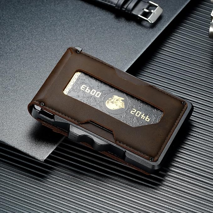 furid Genuine Leather Wallet for Men: Slim RFID Smart Minimalist Wallet | Credit Card Holder for Front Pocket wallet with Money Clip Full Grain - Gifts for Husband Father on Birthday Anniversary