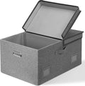 Graciadeco 75 Quarts Extra Large Decorative Storage Bins with Lids, 1 Pack Gray Collapsible Storage Bins with Lids, Stackable Storage Bins Decorative Box Storage With Lid Extra Large