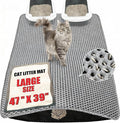 Cat Litter Mat XXL(47" x 39") - Large, Double-Layer, Non-Toxic, Easy Clean, Durable, Gray