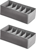 Amazon Basics Deep Drawer Organizer for Clothes, Collapsible Storage Boxes for Socks, Underwear and Baby Items, Set of 4, Gray | Pack of 2