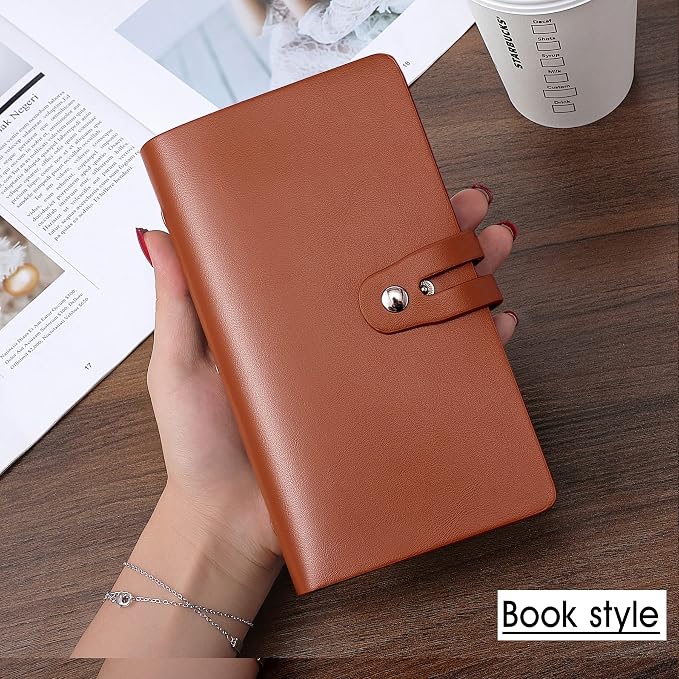 RFID Credit Card Holder, Leather Business Card Organizer with 96 Card Slots, Credit Card Case for Managing Your Different Cards and Important Documents to Prevent Loss or Damage (Bright Orange)