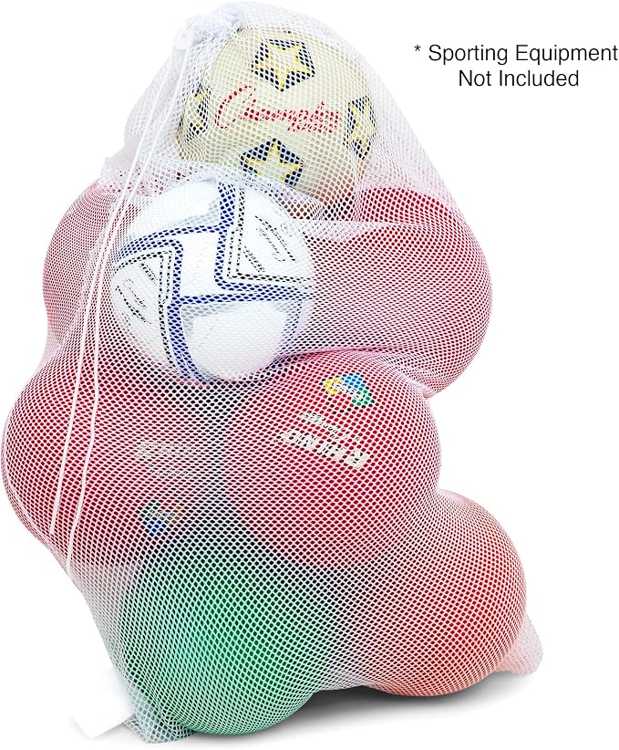 Champion Sports Mesh Equipment Bag – Heavy-Duty Nylon Drawstring Bag with Lock & ID Tag, Breathable Storage Sack for Balls, Swim Gear, Laundry & Toys, Multiple Sizes & Colors