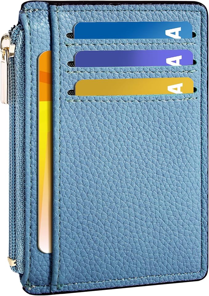 Tipmile Womens Credit Card Holder Wallet, Small Slim RFID Blocking Sleeve | Mini Tiny Cute ID Case, Minimalist Zipper Pocket Wallet, Thin Coin Purse, Mothers Gift