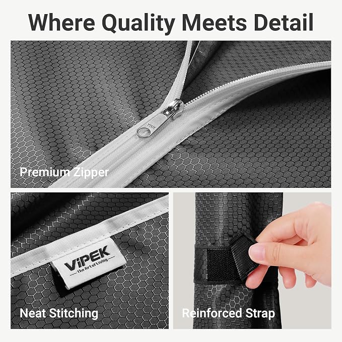 VIPEK R3C Rolling Clothes Rack With Cover Portable Closet for Hanging Clothes, Heavy Duty Garment Rack Freestanding With Wheels & Side Hooks, Black With Upgraded Polyester Cover