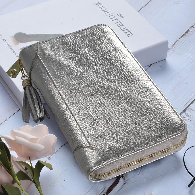 Easyoulife Credit Card Holder Wallet Womens Zipper Leather Case Purse RFID Blocking
