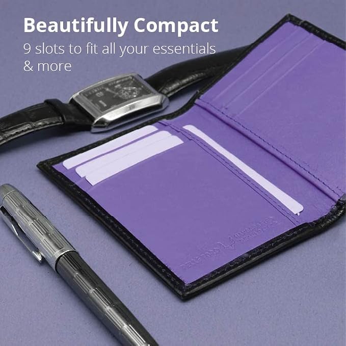 Minifold Men's Slim Leather Wallet with RFID Blocking Contactless Handmade, Minimalist and Slim, in Gift Box for Men