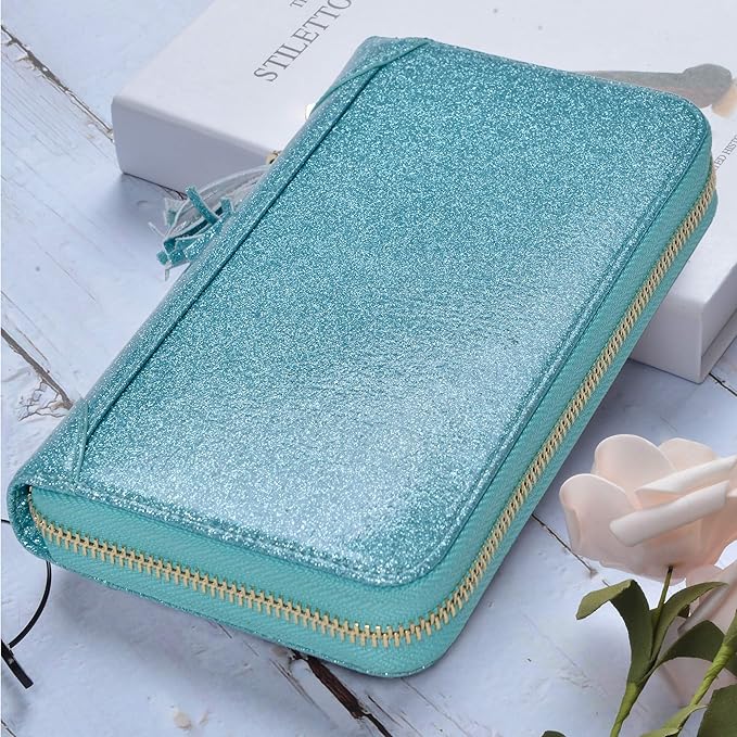 Easyoulife Credit Card Holder Wallet Womens Zipper Leather Case Purse RFID Blocking