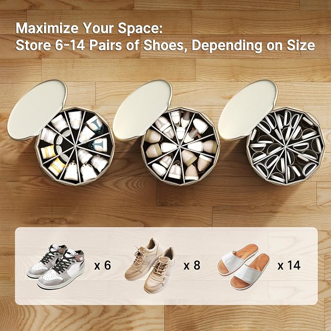Vailando Round Shoe Organizer, Fan Dividers for Wide Shoes & Boots, Gray, 2 Pack (Beige, 2 PACK)