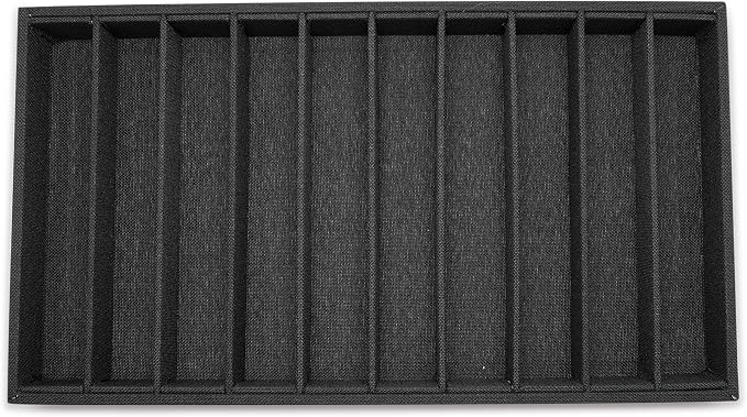 The Display Guys - Stackable Jewelry Tray and Organizer - for Drawers, Dressers, Store Display (10 Compartments, Black Burlap)