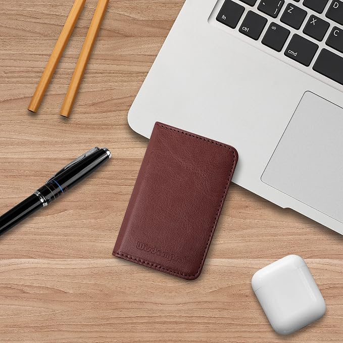 Wisdompro Business Card Holder, 2-Sided Folio Name Card Case | PU Leather Credit Card Holder Wallet with Magnetic Shut, Ultra Slim and Thin, for Business Cards & ID Cards, Men and Women