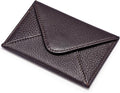 HISCOW Italian Pebbled Leather Business Card Holder, Minimalist Full Grain Envelope Card Case with Hidden Magnetic Closure, 0.19 Inch Slim Front Pocket Wallet for Men and Women, Espresso