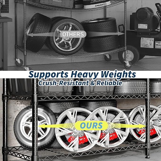 Metal Storage Shelves 4-Tiers, 60" H Wire Shelving Units Heavy Duty 265LBS Loads per Shelf, Adjustable Standing Wire Rack Shelf, for Home Office Pantry Room Basement,71" W x 15.7" D