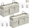 2pcs Large Wall Hanging Storage Bag, Door Closet Linen Fabric Pockets Organizer, Waterproof Multi Functional for Living Room Bedroom Bathroom Kitchen Office RV Camper with Hooks Grey