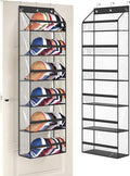 AOODA Clear Over The Door Hat Racks for Baseball Caps, Large Holds up to 72 Caps Hat Storage Organizer for Closet Wall, Deep Pockets Hanging Hat Holder with 3 Hooks, Black