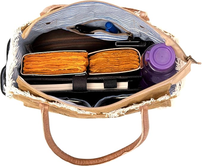 Shy Shy Bags Sel De Mer Canvas & Cowhide Tote Bag - Upcycled Radiant Leather Hand Bag