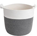 Goodpick Woven Rope Blanket Basket Living Room, 40L, Dark Grey | Baby Laundry Basket with Handles, Holds Clothes, Blankets & Pillows,Toys Storage for Kids