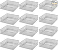 YBM HOME Silver Mesh Drawer Cabinet and or Shelf Organizer Bins, School Supply Holder Office Desktop Organizer Basket (12, 6x6x2 Inch)