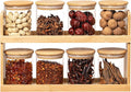 Basicwise Versatile 2-Tier Bamboo Spice Rack and Pantry Organizer with 8 Glass Jars – Perfect for Countertop Storage in Kitchens to Keep Seasoning Containers Neatly Displayed and Easily Accessible