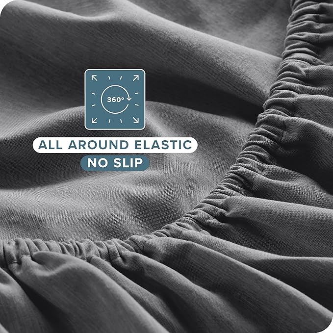Bare Home Full Sheet Set - Luxury 1800 Ultra-Soft Microfiber Double Brushed - Deep Pockets - Easy Fit - 4 Piece Set - Bedding Sheets & Pillowcases (Full, Heathered Grey)