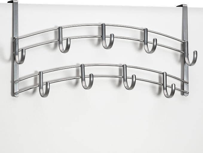 LYNK Professional® Home™ Over the Door Hooks - 9 Hook – Over the Door Coat Rack - Over the Door Hanger - Hanging Towels or Clothes - Bathroom, Bedroom, Laundry Room - Lifetime Ltd. Warranty, Platinum