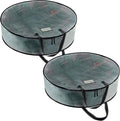 VENO 2 Pack Summer Wreath Storage Container, 24 Inch Clear Wreath Bag, Spring, Christmas Garland Decoration Organizers with Zipper and Durable Handles (Clear, 24"-2 Pack)