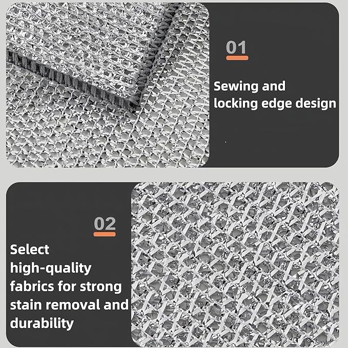 2024 New Non Scratch Wire Dishcloth, Cleaning Cloth，Soft Wire Dishwashing Rags Safe for Non-Stick Cookware, Scrubs & Cleans for Dishes, Sinks, Stove Tops, Easy Rinsing, Durable