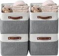 DECOMOMO Storage Bins, Large Fabric Storage Baskets for Shelves, Decorative Linen Closet Organizer, 15 x 11 x 9.5 inches (Slate Grey & White, 4 Pack)