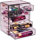 Sorbus Acrylic Makeup Organizer Set, 7-Drawer Vanity & Countertop Cosmetic Storage with Small & Wide Drawers, Purple Makeup Storage for Brushes, Lipsticks, Jewelry – Holiday Gift for Women & Teens