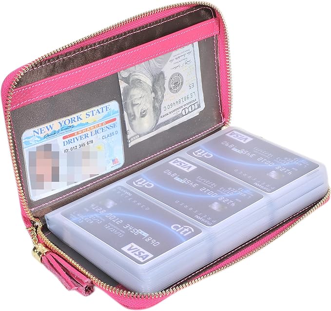 Easyoulife Credit Card Holder Wallet Womens Zipper Leather Case Purse RFID Blocking