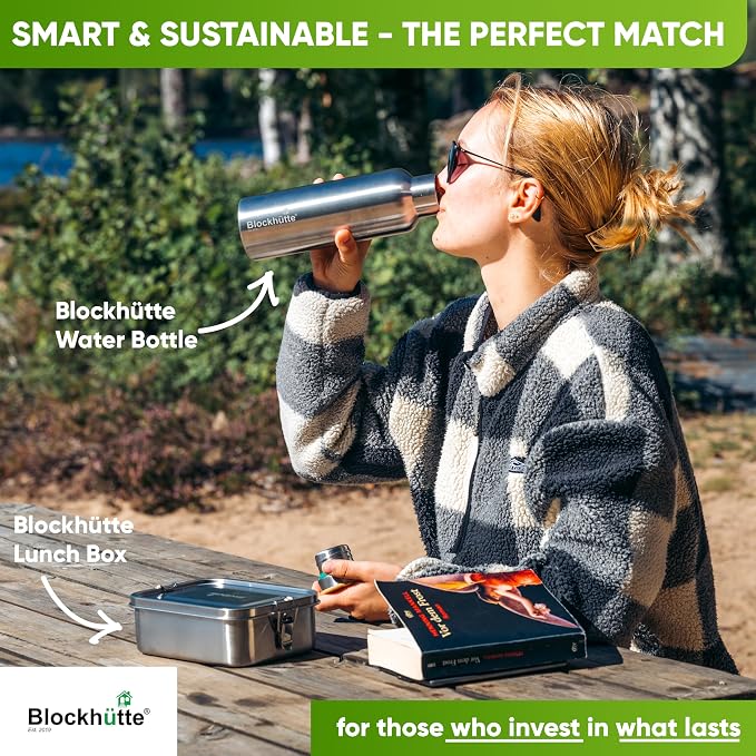Blockhütte Soup Thermos for Adults - 34 oz Vacuum Stainless Steel Thermal Lunch Box, Leakproof Thermos for Hot Food, Wide Mouth Insulated Food Jar