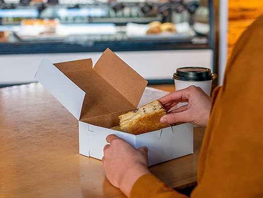 Southern Champion Tray 0904 Premium Clay Coated Kraft Paperboard White Non-Window Lock Corner Bakery Box, 5-1/2" Length x 2-3/4" Width x 4" Height (Case of 250)