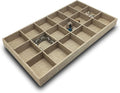 The Display Guys - Stackable Jewelry Tray and Organizer - for Drawers, Dressers, Store Display (18 Compartments, Beige Burlap)