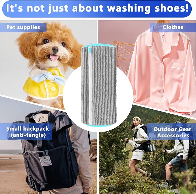 2Pcs Reusable Shoe Washing Machine Bag for Washer and Dryer:Free Up Hands, Prevent Deformation,shoe bag with Zipper Protection Design, Use for all Shoes,Sports Shoes(Gray)