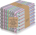 Urban Villa Kitchen Towels 100% Cotton Dish Towels for Kitchen(Set of 6)20”x30” Dish Cloths Highly Absorbent Kitchen Linen Set with Hanging Loop Perfect for Drying Dishes Cleaning Towels-Blue Stripes