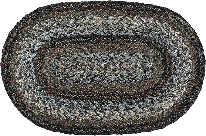 | Night Shadow Premium Braided Collection | Primitive, Rustic, Country, Farmhouse Style | Cotton Blend| 30 Days Risk Free | Accent Rug/Door Mat | 10"x15" Oval Swatch