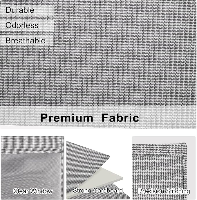 WUIKE Closet Storage Bins, Fabric Bins, 3-Pack, 21L, Clear Window, Greige | Linen Closet Organizers and Storage, Storage Baskets for Shelves, Foldable Fabric Bins for Clothes, Sheets, and Towels