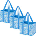 VENO 3 Pack Reusable Grocery Bags, Shopping Bags for Groceries, Tote with Handles and Hard Bottom, Foldable Shopping Cart Organizer, Water Resistant, Heavy-Duty (Spring Breeze, 6 Gallon)