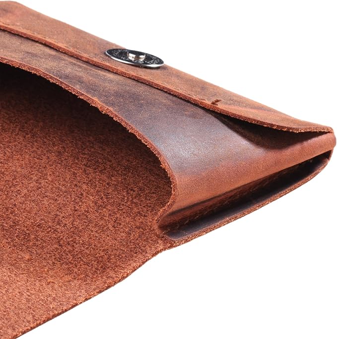 Top Grain Genuine Leather Business Name Card Holder Case with Magnetic Closure (Reddish Brown)