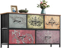 WLIVE Dresser for Bedroom with 5 Drawers, Wide Chest of Drawers, Fabric Dresser, Storage Organizer Unit with Fabric Bins for Closet, Living Room, Hallway, Pattern