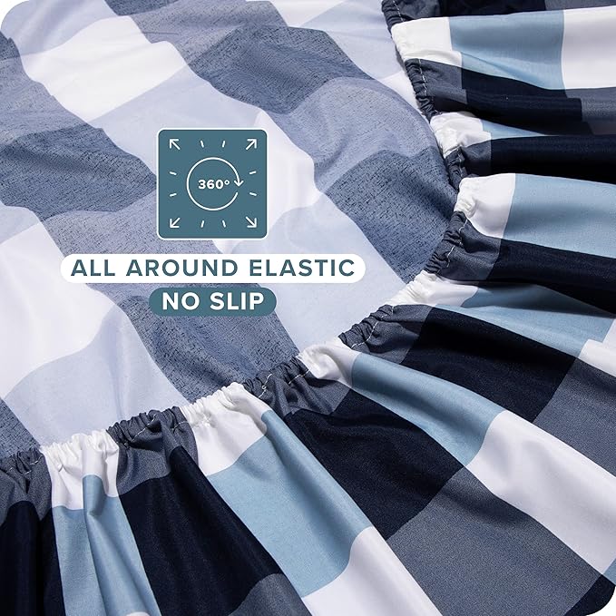 Bare Home Twin XL Sheet Set - College Dorm Size - Premium 1800 Ultra-Soft Microfiber Extra Long Sheets - Deep Pockets - Easy Fit - Extra Soft - 3 Piece Set - Bed Sheets (Twin XL, Gingham Blue)