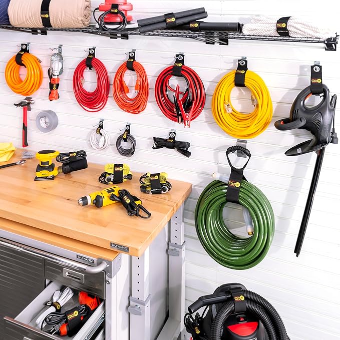 Heavy-Duty Wrap-It Storage Straps (Assorted 6-Pack), Blaze Orange - Garage Organizer and Extension Cord Hanger and Electric Cord Organizers for Garage Gadgets