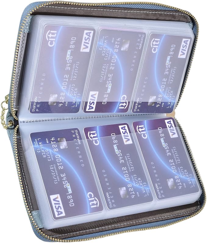 Easyoulife Credit Card Holder Wallet Womens Zipper Leather Case Purse RFID Blocking