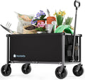 29.3" Collapsible Wagon Cart, 150L Heavy Duty Folding Utility Wagon with Wheels, 260 lbs Load, Portable Rolling Cart for Garden, Shopping, Sports, Camping, Black