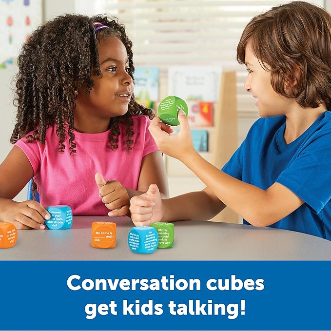 Learning Resources Let's Talk Cubes, Social Emotional & Speech Therapy Activities, Classroom Supplies, Sensory Gifts for Boys and Girls, Multi-Color
