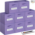 13x13x13 storage cube bins(Set of 8) Fabric storage cubes with 8 Labels Window Cards & a Pen, storage cubes 13x13, Collapsible 13 inch cube storage bins, Cubby Organizer Boxes, Purple