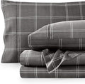 Bare Home King Sheet Set - Luxury 1800 Ultra- Soft Double Brushed Microfiber - Deep Pockets - Easy Fit - 4 Piece Bedding Sheet Set (King, Modern Plaid - Grey/White)